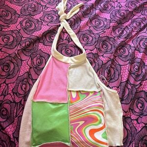 SHEIN Colorful Patchwork Crop Top